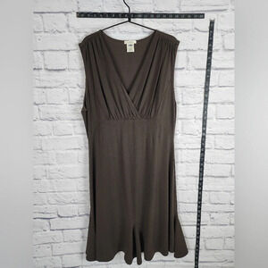 Old Navy XL brown stretch sleeveless faux wrap dress comfy & versatile